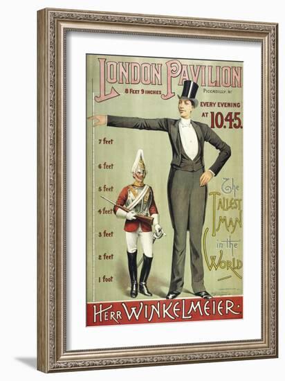 London Pavillion, Piccadilly, 1887. the Tallest Man in the World. Herr Winkelmeier-Henry Evanion-Framed Giclee Print