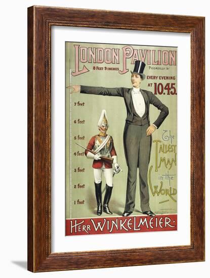 London Pavillion, Piccadilly, 1887. the Tallest Man in the World. Herr Winkelmeier-Henry Evanion-Framed Giclee Print