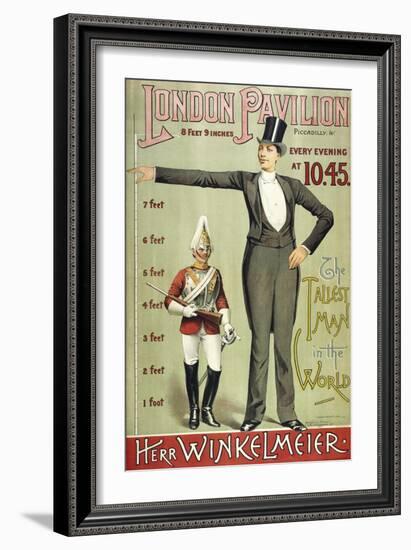 London Pavillion, Piccadilly, 1887. the Tallest Man in the World. Herr Winkelmeier-Henry Evanion-Framed Giclee Print