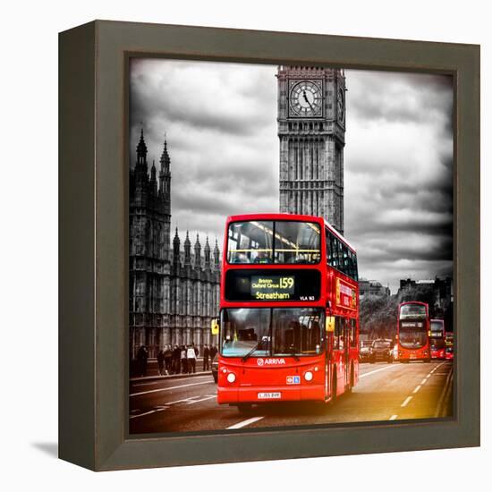 London Red Bus and Big Ben - City of London - UK - England - United Kingdom - Europe-Philippe Hugonnard-Framed Premier Image Canvas