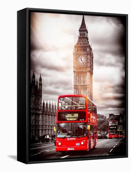 London Red Bus and Big Ben - City of London - UK - England - United Kingdom - Europe-Philippe Hugonnard-Framed Premier Image Canvas