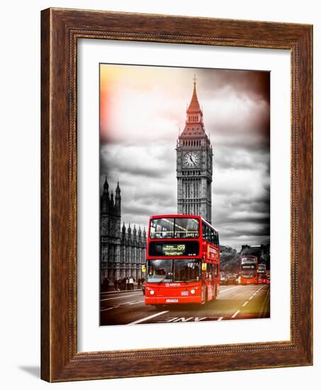 London Red Bus and Big Ben - City of London - UK - England - United Kingdom - Europe-Philippe Hugonnard-Framed Art Print