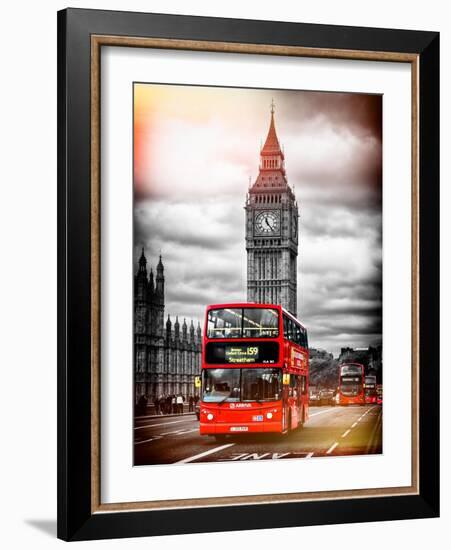 London Red Bus and Big Ben - City of London - UK - England - United Kingdom - Europe-Philippe Hugonnard-Framed Art Print