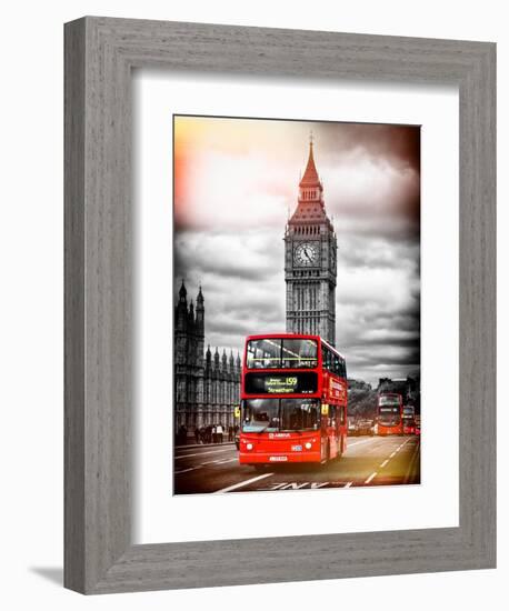 London Red Bus and Big Ben - City of London - UK - England - United Kingdom - Europe-Philippe Hugonnard-Framed Art Print