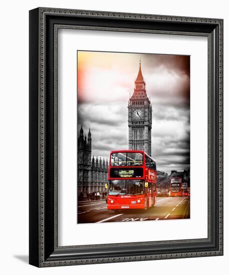 London Red Bus and Big Ben - City of London - UK - England - United Kingdom - Europe-Philippe Hugonnard-Framed Art Print