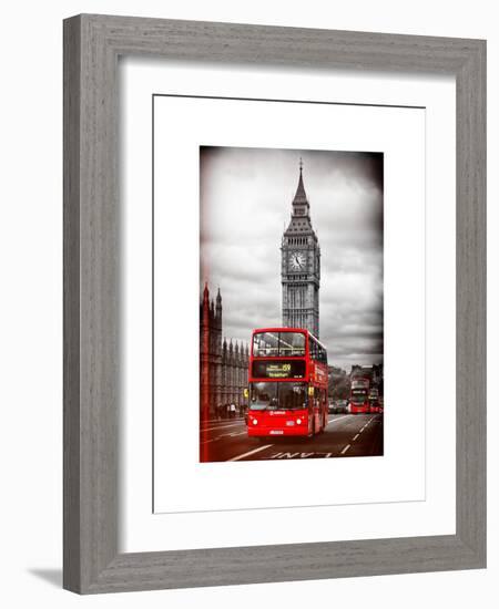 London Red Bus and Big Ben - London - UK - England - United Kingdom - Europe-Philippe Hugonnard-Framed Art Print