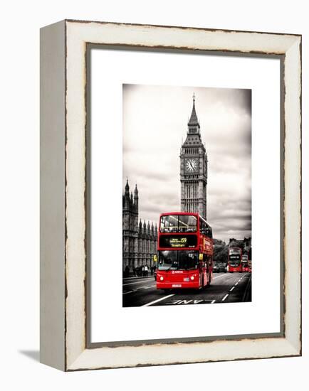 London Red Bus and Big Ben - London - UK - England - United Kingdom - Europe-Philippe Hugonnard-Framed Stretched Canvas