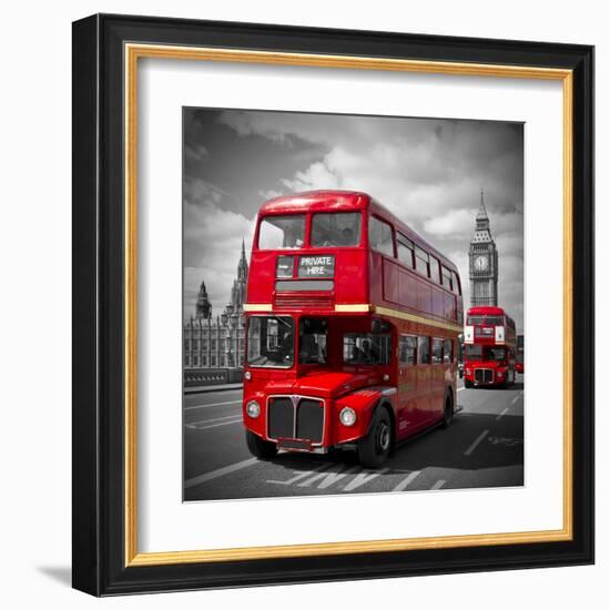 London Red Busses-Melanie Viola-Framed Art Print