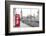 London Red Phone Box and Big Ben on Black and White Landscape-David Bostock-Framed Photographic Print