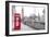 London Red Phone Box and Big Ben on Black and White Landscape-David Bostock-Framed Photographic Print