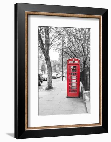 London Red Phone Boxes on Black and White Landscape-David Bostock-Framed Photographic Print