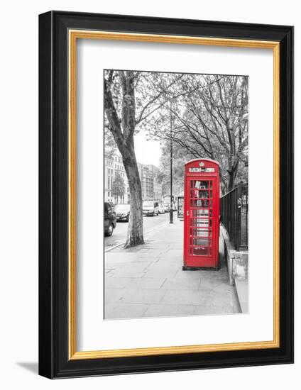 London Red Phone Boxes on Black and White Landscape-David Bostock-Framed Photographic Print