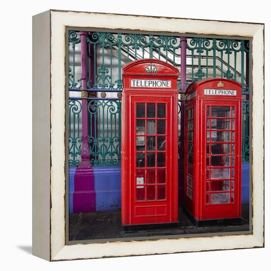 London Red Phone Boxes, Smithfield Market, London, England, United Kingdom, Europe-Mark Mawson-Framed Premier Image Canvas