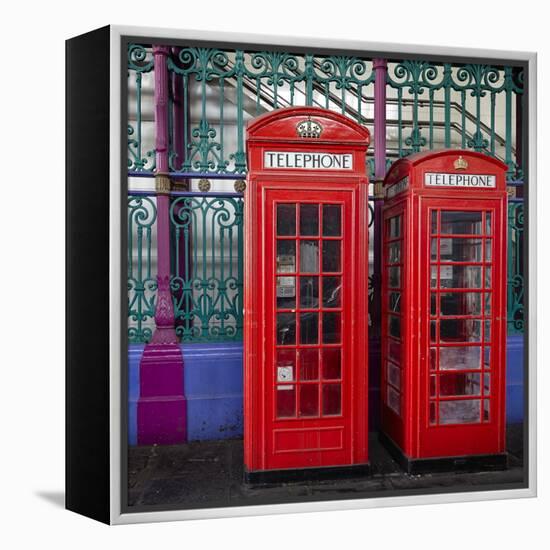 London Red Phone Boxes, Smithfield Market, London, England, United Kingdom, Europe-Mark Mawson-Framed Premier Image Canvas