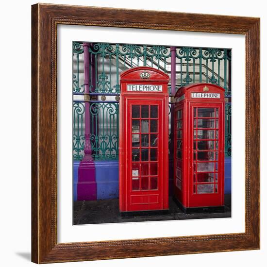 London Red Phone Boxes, Smithfield Market, London, England, United Kingdom, Europe-Mark Mawson-Framed Photographic Print