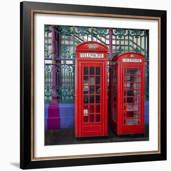 London Red Phone Boxes, Smithfield Market, London, England, United Kingdom, Europe-Mark Mawson-Framed Photographic Print