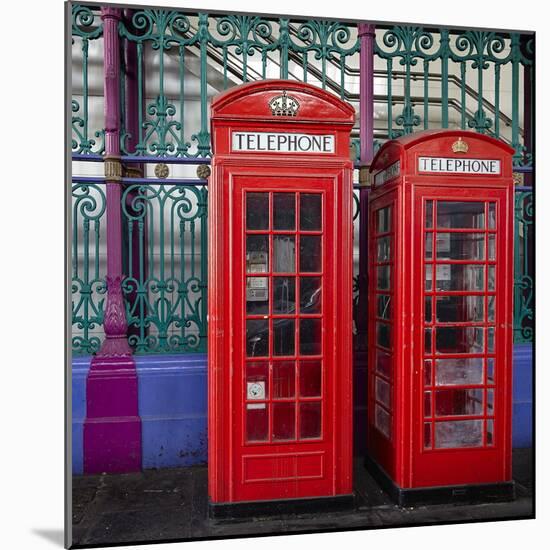 London Red Phone Boxes, Smithfield Market, London, England, United Kingdom, Europe-Mark Mawson-Mounted Photographic Print