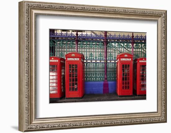 London Red Phone Boxes, Smithfield Market, London, England, United Kingdom, Europe-Mark Mawson-Framed Photographic Print