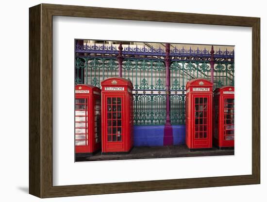 London Red Phone Boxes, Smithfield Market, London, England, United Kingdom, Europe-Mark Mawson-Framed Photographic Print