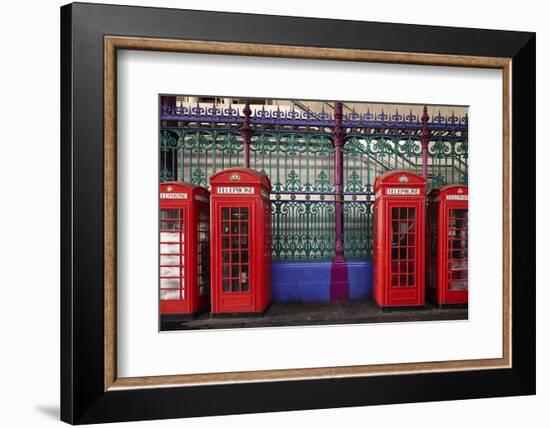 London Red Phone Boxes, Smithfield Market, London, England, United Kingdom, Europe-Mark Mawson-Framed Photographic Print