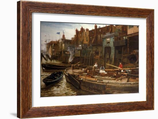 London River - the Limehouse Barge-Builders, 1877-Charles Napier Hemy-Framed Giclee Print