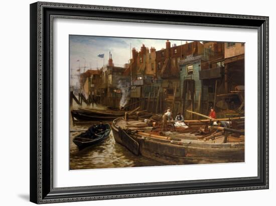 London River - the Limehouse Barge-Builders, 1877-Charles Napier Hemy-Framed Giclee Print