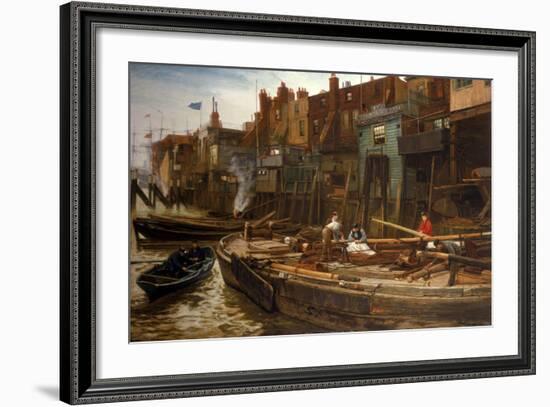 London River - the Limehouse Barge-Builders, 1877-Charles Napier Hemy-Framed Giclee Print