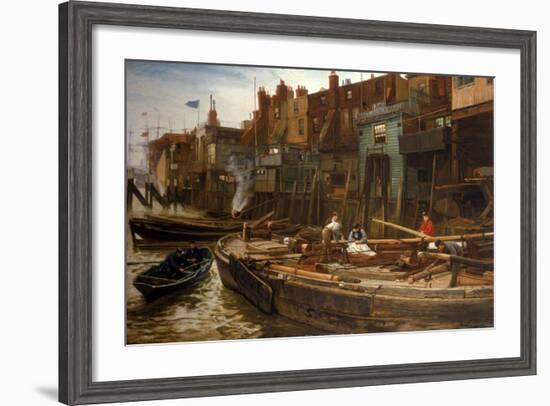 London River - the Limehouse Barge-Builders, 1877-Charles Napier Hemy-Framed Giclee Print