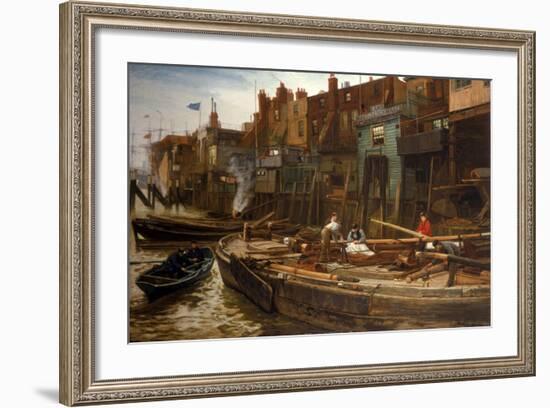 London River - the Limehouse Barge-Builders, 1877-Charles Napier Hemy-Framed Giclee Print