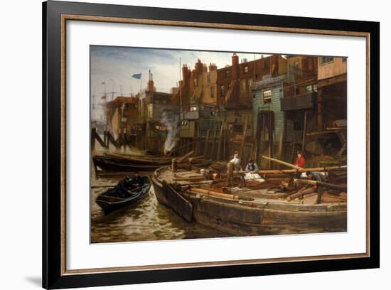 London River - the Limehouse Barge-Builders, 1877-Charles Napier Hemy-Framed Giclee Print