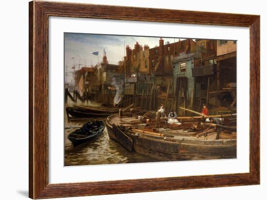 London River - the Limehouse Barge-Builders, 1877-Charles Napier Hemy-Framed Giclee Print