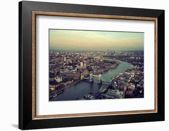 London Rooftop View Panorama at Sunset with Urban Architectures and Thames River.-Songquan Deng-Framed Photographic Print