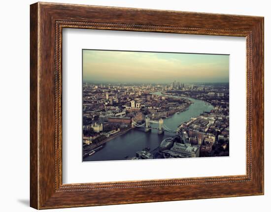 London Rooftop View Panorama at Sunset with Urban Architectures and Thames River.-Songquan Deng-Framed Photographic Print