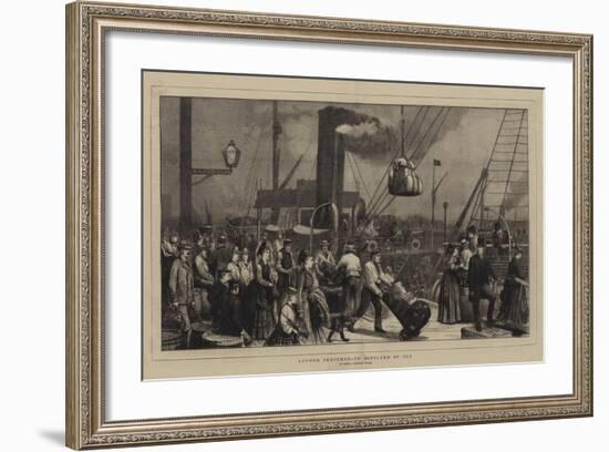 London Sketches, to Scotland by Sea, a Sketch at Irongate Wharf-null-Framed Giclee Print