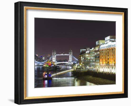 London Skyline at Night, London, England, United Kingdom, Europe-Graham Lawrence-Framed Photographic Print