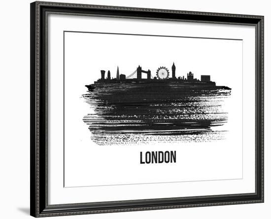 London Skyline Brush Stroke - Black II-NaxArt-Framed Art Print