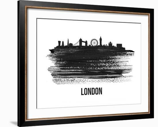 London Skyline Brush Stroke - Black II-NaxArt-Framed Art Print