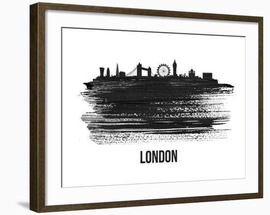 London Skyline Brush Stroke - Black II-NaxArt-Framed Art Print