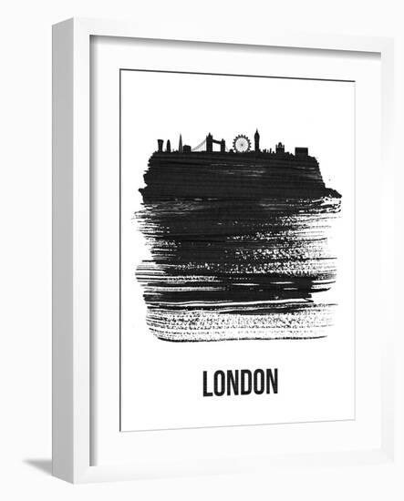 London Skyline Brush Stroke - Black-NaxArt-Framed Art Print