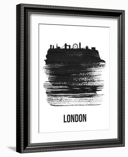 London Skyline Brush Stroke - Black-NaxArt-Framed Art Print