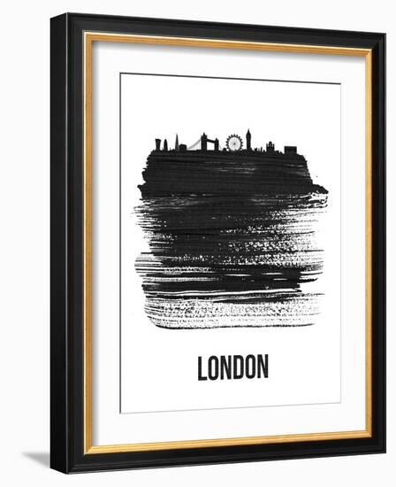 London Skyline Brush Stroke - Black-NaxArt-Framed Art Print