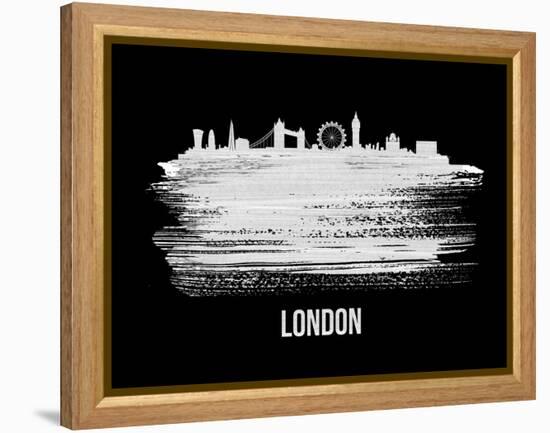 London Skyline Brush Stroke - White-NaxArt-Framed Stretched Canvas