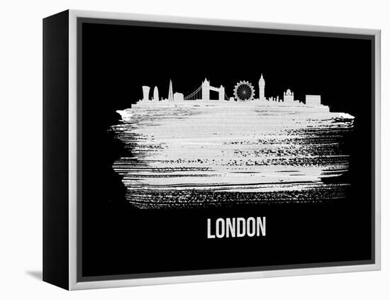 London Skyline Brush Stroke - White-NaxArt-Framed Stretched Canvas