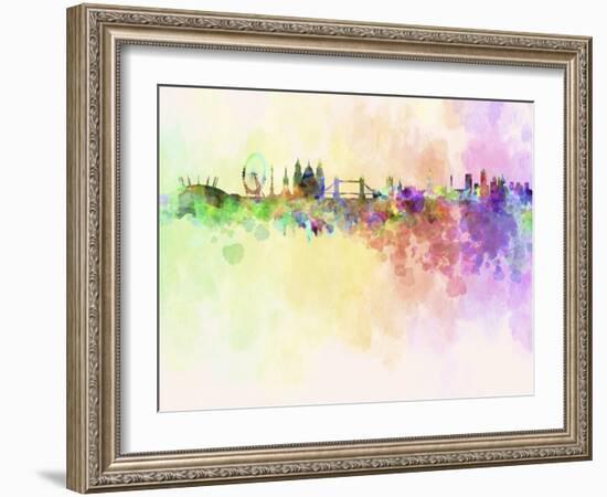 London Skyline in Watercolor Background-paulrommer-Framed Art Print