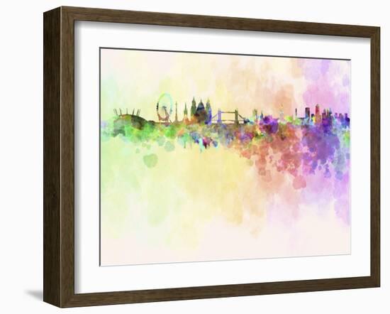 London Skyline in Watercolor Background-paulrommer-Framed Art Print