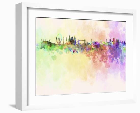 London Skyline in Watercolor Background-paulrommer-Framed Art Print