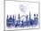 London Skyline Watercolour Splash Blue-Fab Funky-Mounted Art Print