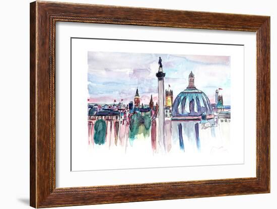 London Skyline with Big Ben and Nelson Column-Markus Bleichner-Framed Art Print