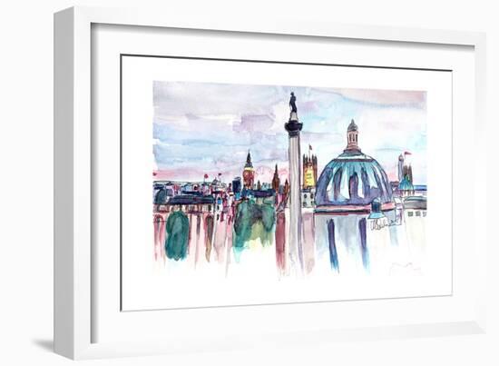 London Skyline with Big Ben and Nelson Column-Markus Bleichner-Framed Art Print