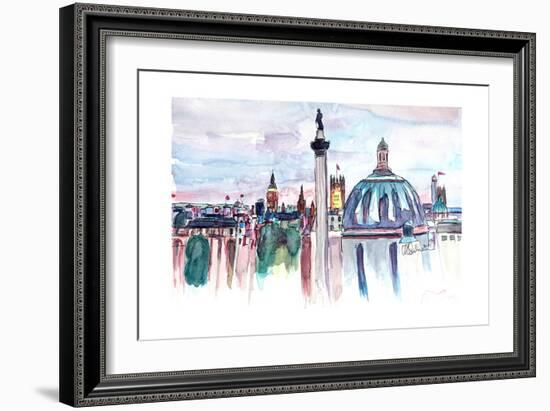 London Skyline with Big Ben and Nelson Column-Markus Bleichner-Framed Art Print